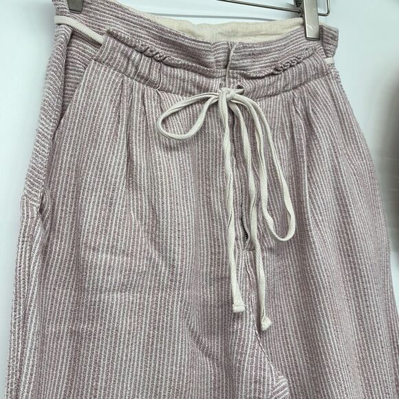 Free People Light At Sunrise Paperbag Pants Size 6 Cropped Super High Rise Strip - Picture 5 of 16